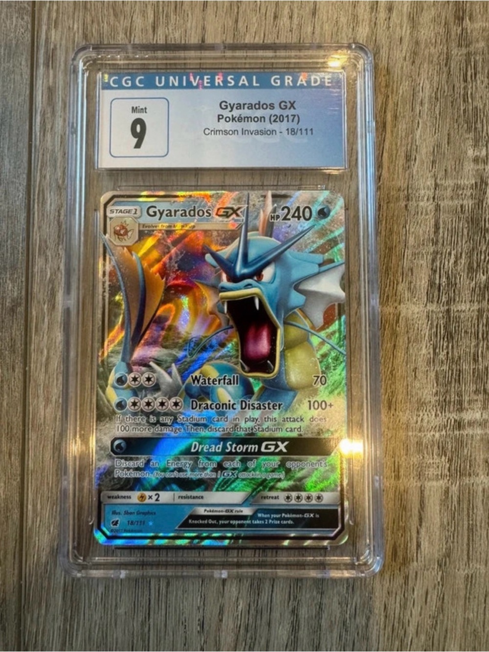 Pokemon Gyarados GX Holographic Card - Blue